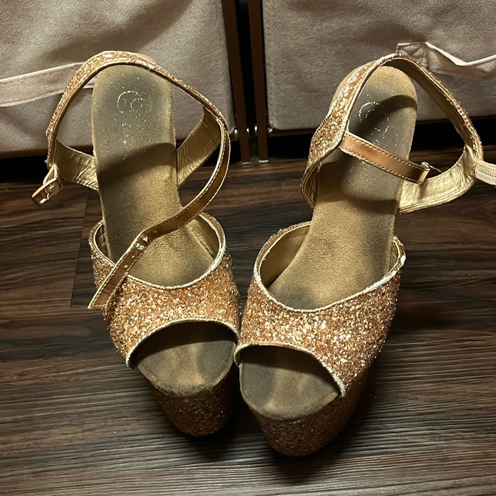 Pleaser Gold Sparkle Heels